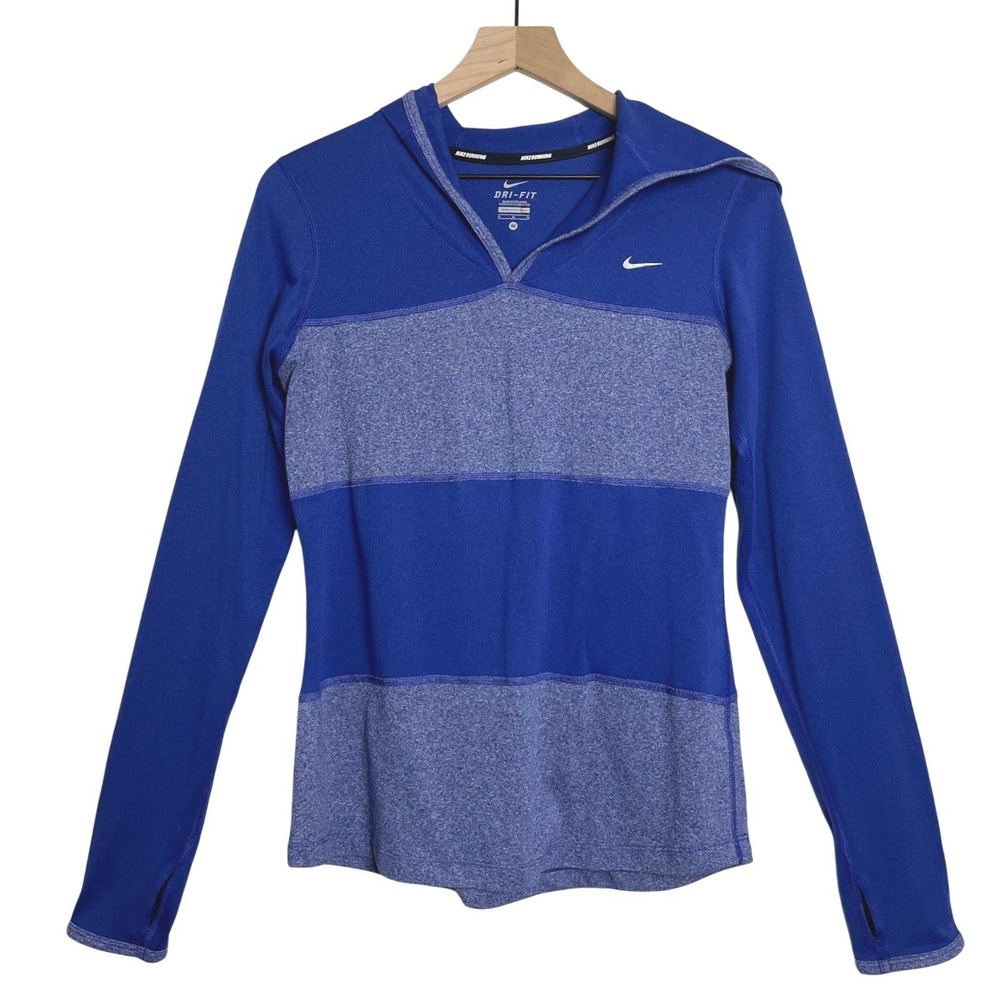 Nike‎ Dri Fit Running Hoodie Pullover Long Sleeve Blue Heathered Women's Medium